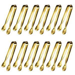 Gold Serving Tongs Mini Stainless Steel Appetizer Tongs Candy Sugar Tongs Set